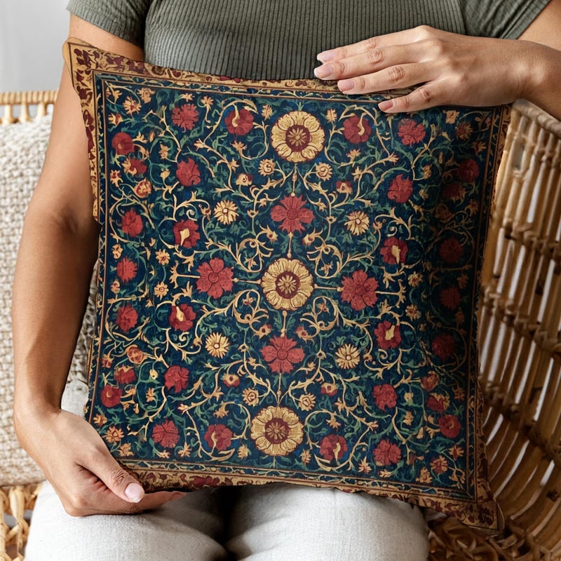 RBAFAO William Morris Inspired Abstract Vintage Floral Design Throw Pillow Covers Home Decor Art Pillowcase Cushion Cover for Bed Sofa Living Room, Car Indoor and Outdoor (Brown&Red, 18x18inches) - Image 5